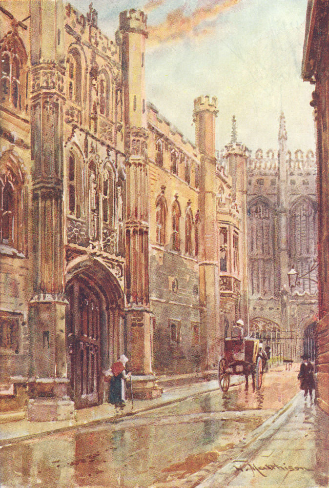 CAMBRIDGE. Gateway of King's College 1907 old antique vintage print picture